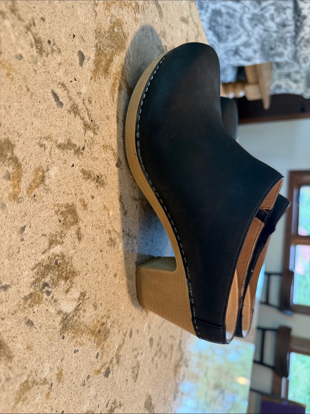 Dansko Black Slip-On Leather Clog Mule - Picture 3 of 9